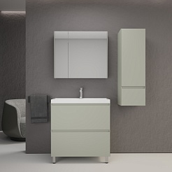 Style Line Тумба с белой раковиной Манхэттен 80 Plus эмаль олива матовая – фотография-7